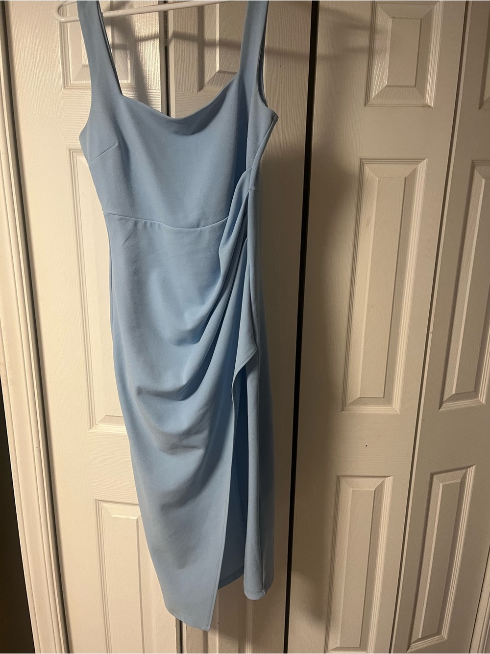Lovely Day Light Blue Draped Midi Dress